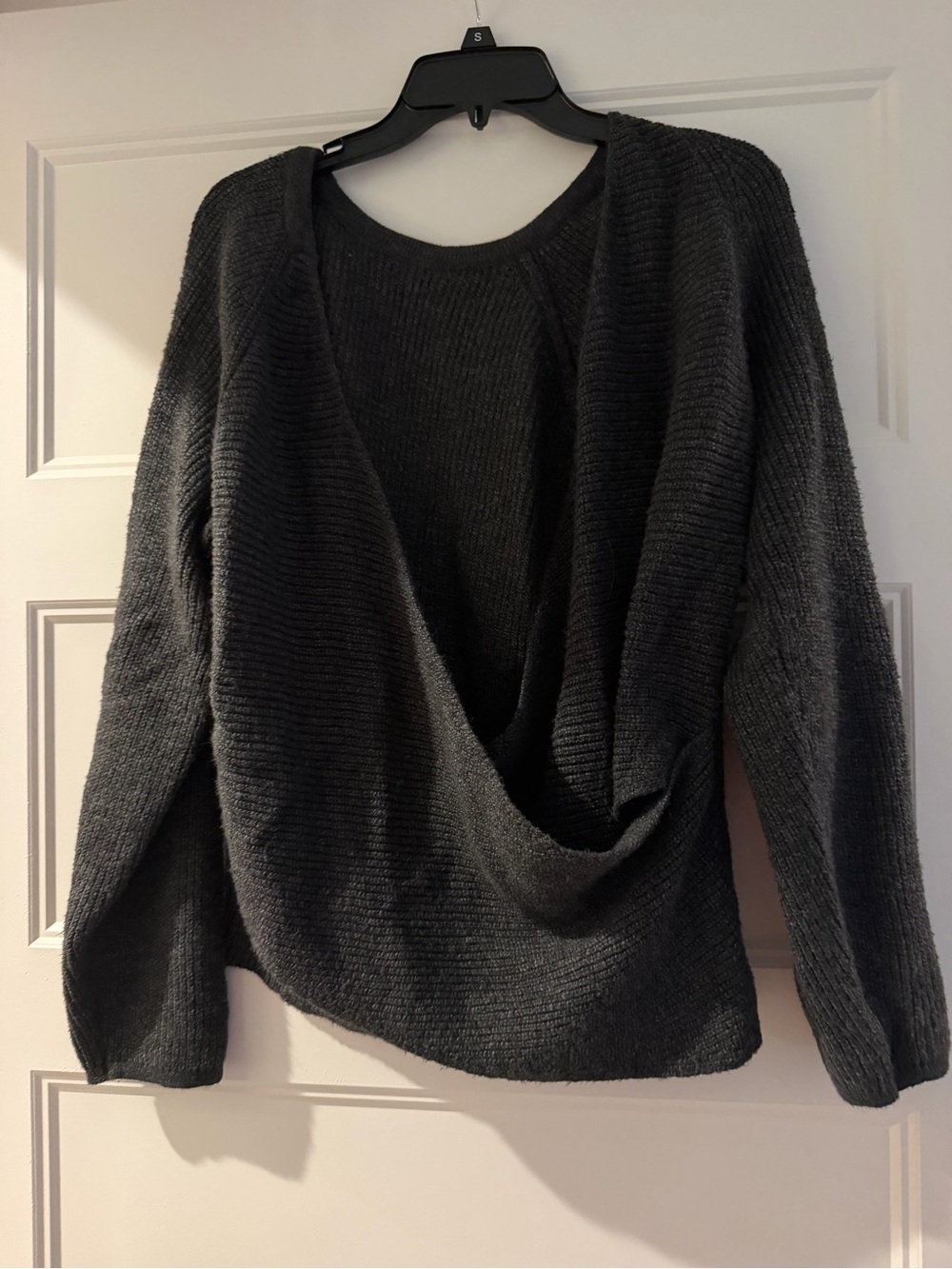 Aerie Front Cross Over Black Draped Back Women's Sweater